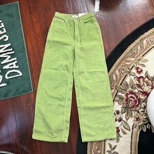 Lime Green Corduroy Urban Outfitters High&Wide Pants